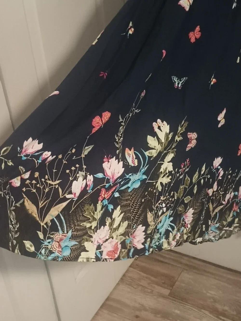 BloomChic Black Maxi Dress with Butterfly and Floral Border - Picture 7 of 10